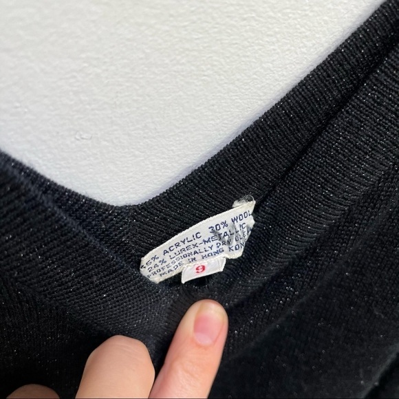 Vintage Wool Blend Black Metallic Dress - Picture 8 of 11